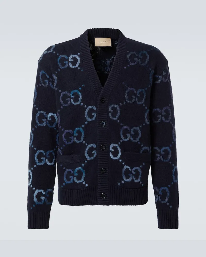 Gucci Cardigan GG aus einem Wollgemisch Blau