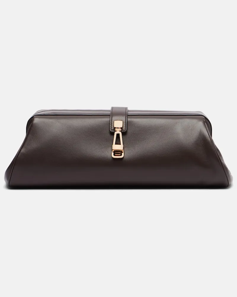 Gabriela Hearst Schultertasche Small aus Veloursleder Burgund