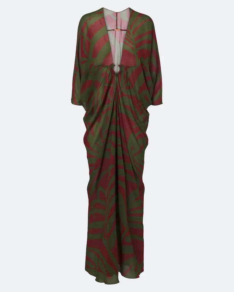 Johanna Ortiz Bedruckter Kaftan aus Georgette Grün