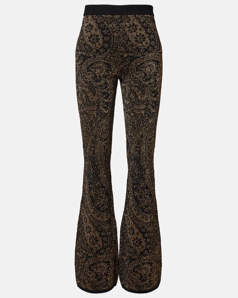 Etro Schlaghose aus Lamé aus einem Wollgemisch Schwarz