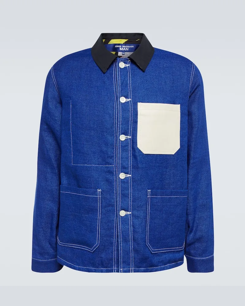 Junya Watanabe X Roy Lichtenstein Jacke aus Leinen und Baumwolle Blau
