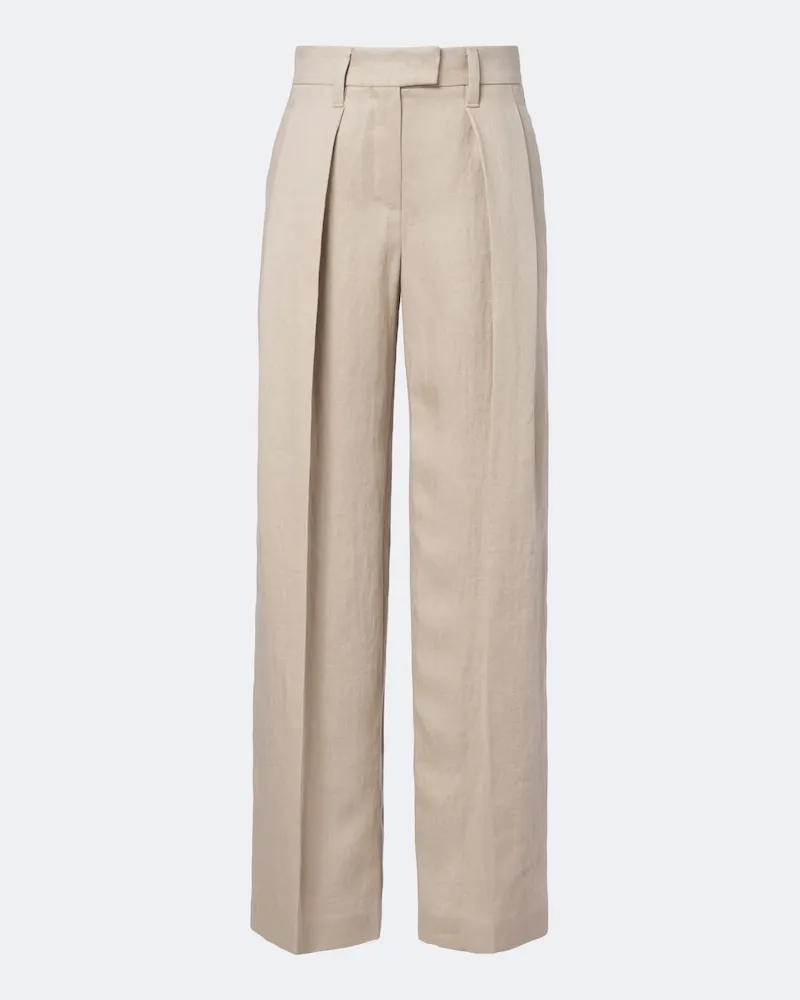 Brunello Cucinelli Weite Hose aus Leinen Beige
