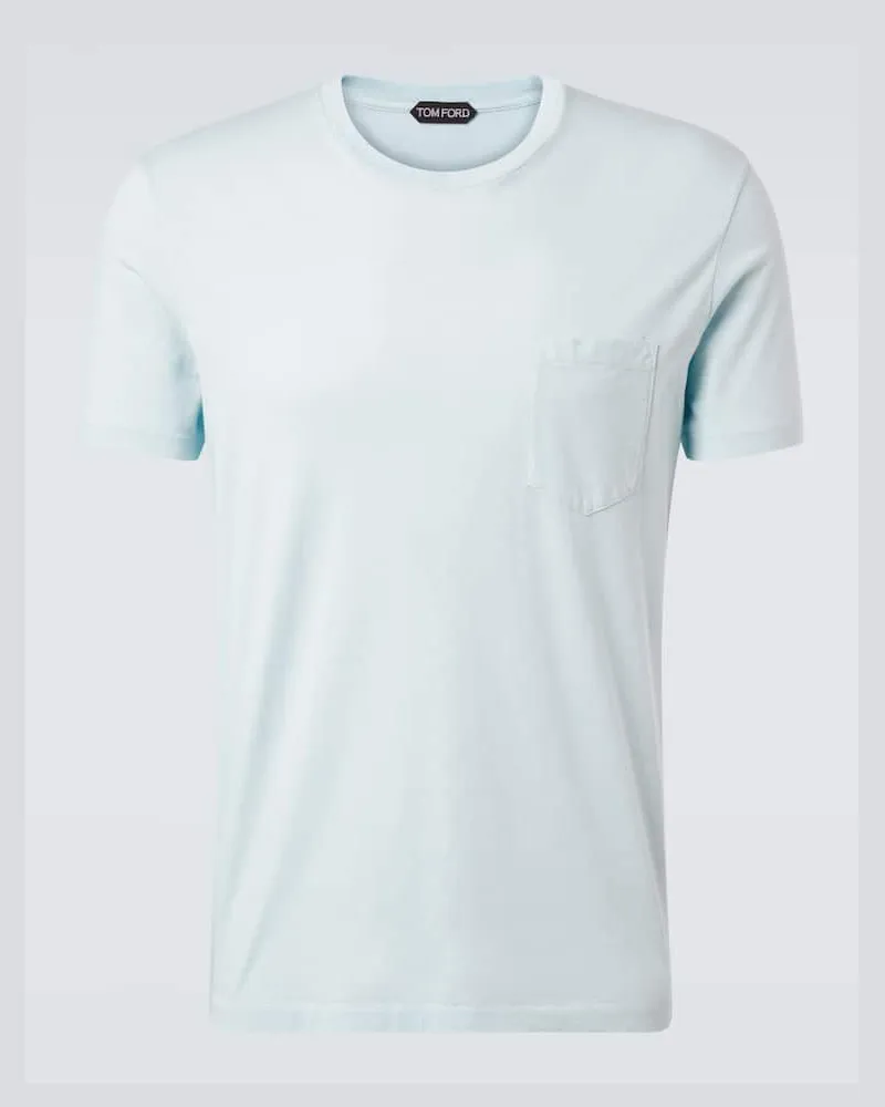 Tom Ford T-Shirt aus Baumwolle und Seide Blau