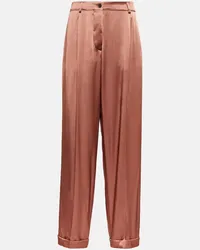 Tom Ford High-Rise-Hose aus Satin Nude