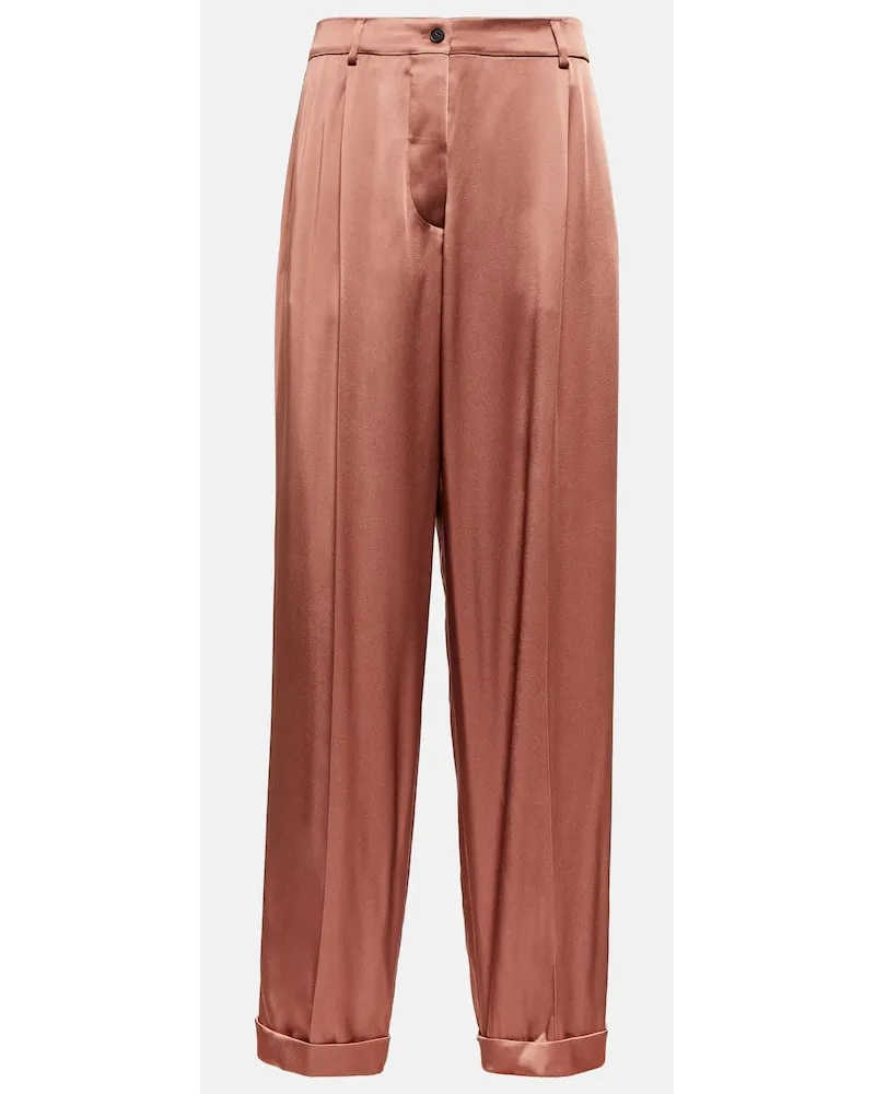 Tom Ford High-Rise-Hose aus Satin Nude