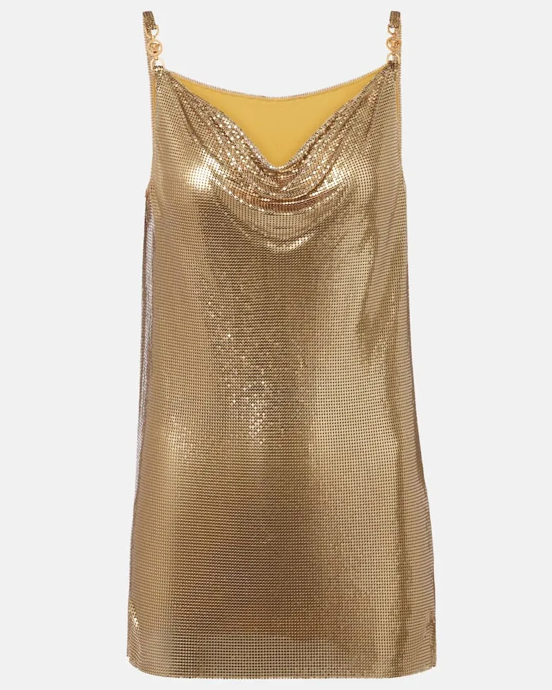 Versace Minikleid aus Metall-Mesh Gold