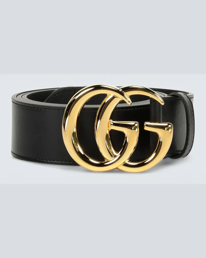 Gucci Gürtel Double G aus Leder Schwarz