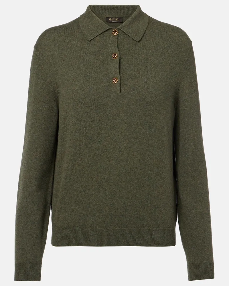 Loro Piana Polopullover Classic aus Kaschmir Grün