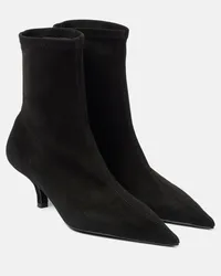 Totême Ankle Boots aus Veloursleder Schwarz