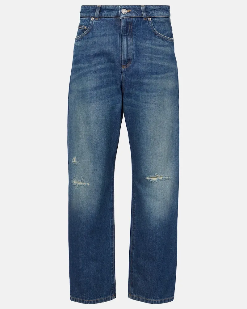 Dolce & Gabbana Distressed Straight Jeans Blau