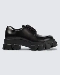 Prada Schnuerschuhe Monolith aus Leder Schwarz