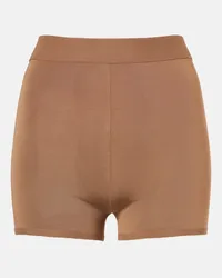 Saint Laurent High-Rise Shorts aus Strick Beige