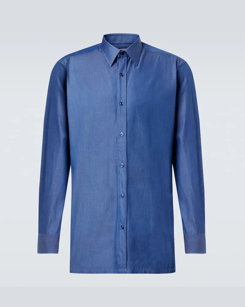 Charvet Jeanshemd Blau