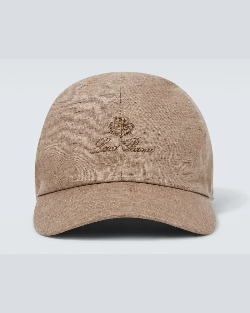 Loro Piana Baseballcap aus Leinen-Canvas Braun