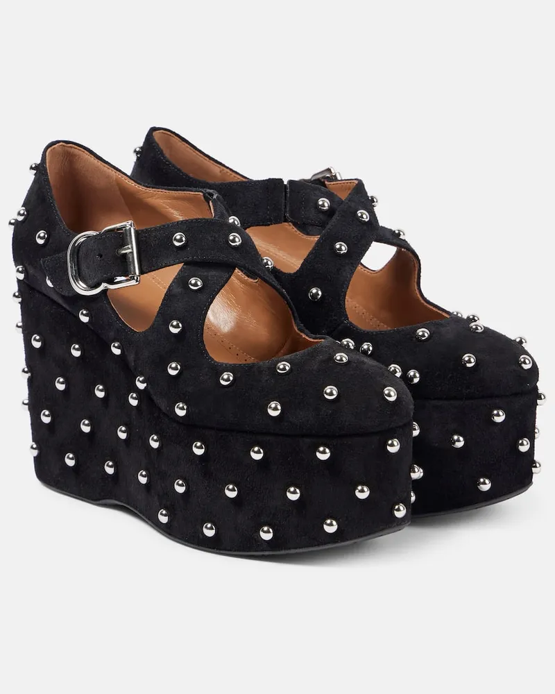 Alaïa Alaïa Verzierte Wedges Crisscrossed aus Veloursleder Schwarz