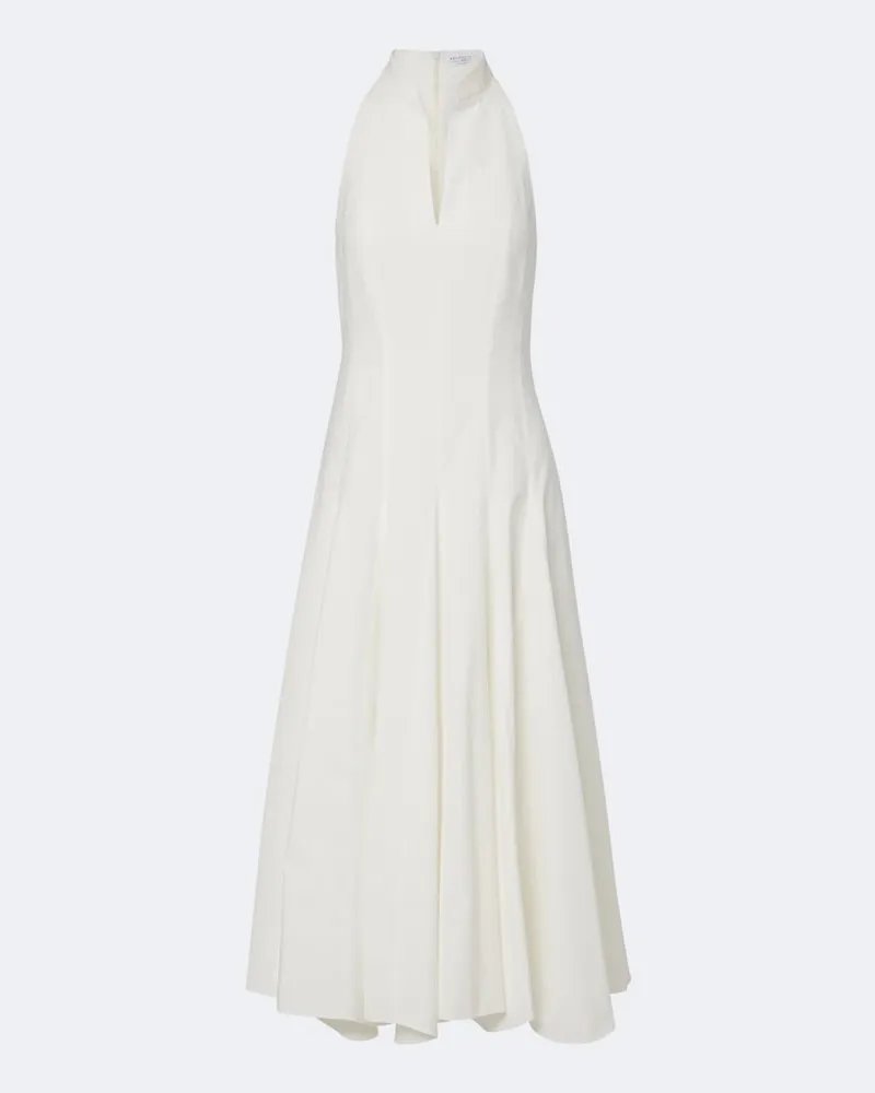 Brunello Cucinelli Midikleid aus Baumwollpopeline Weiß