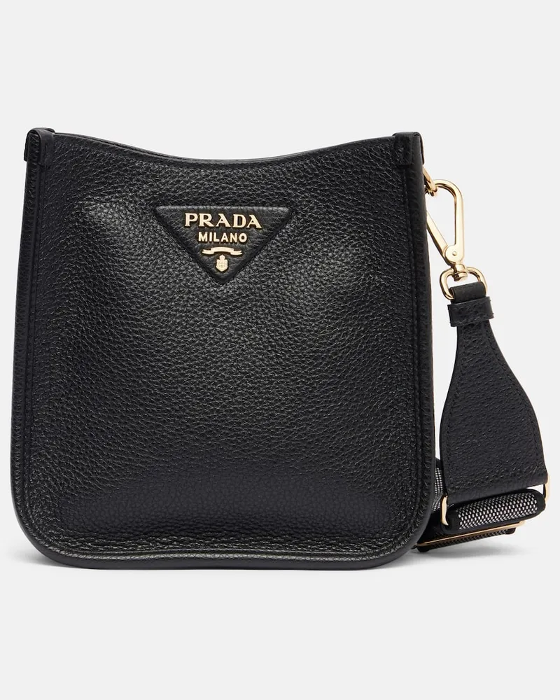 Prada Schultertasche Mini aus Leder Schwarz