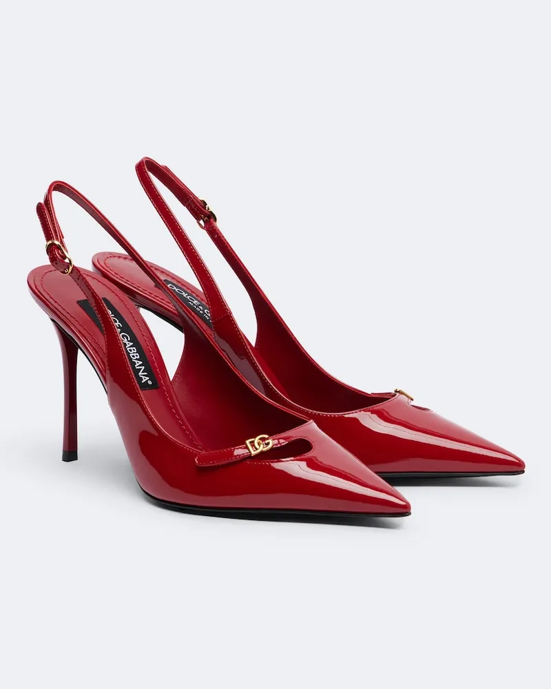Dolce & Gabbana Slingback-Pumps DG aus Lackleder Rot