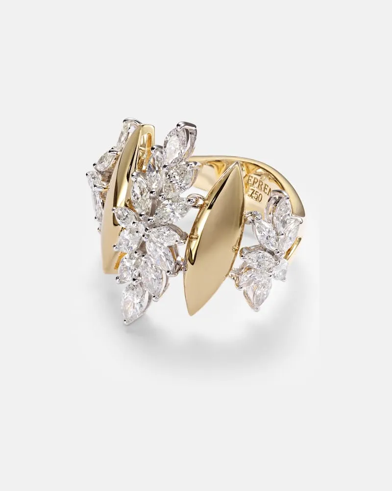 YEPREM Ring Golden Strada aus 18kt Gelb- und Weißgold mit Diamanten Gelb