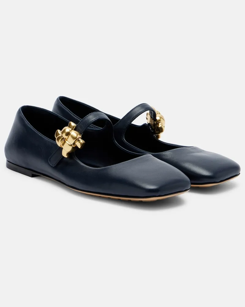 Bottega Veneta Verzierte Mary-Jane-Ballerinas Lucy aus Leder Schwarz