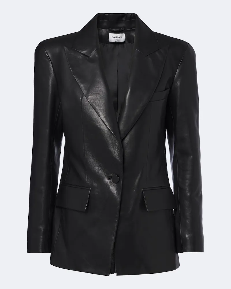 Balmain Blazer aus Leder Schwarz