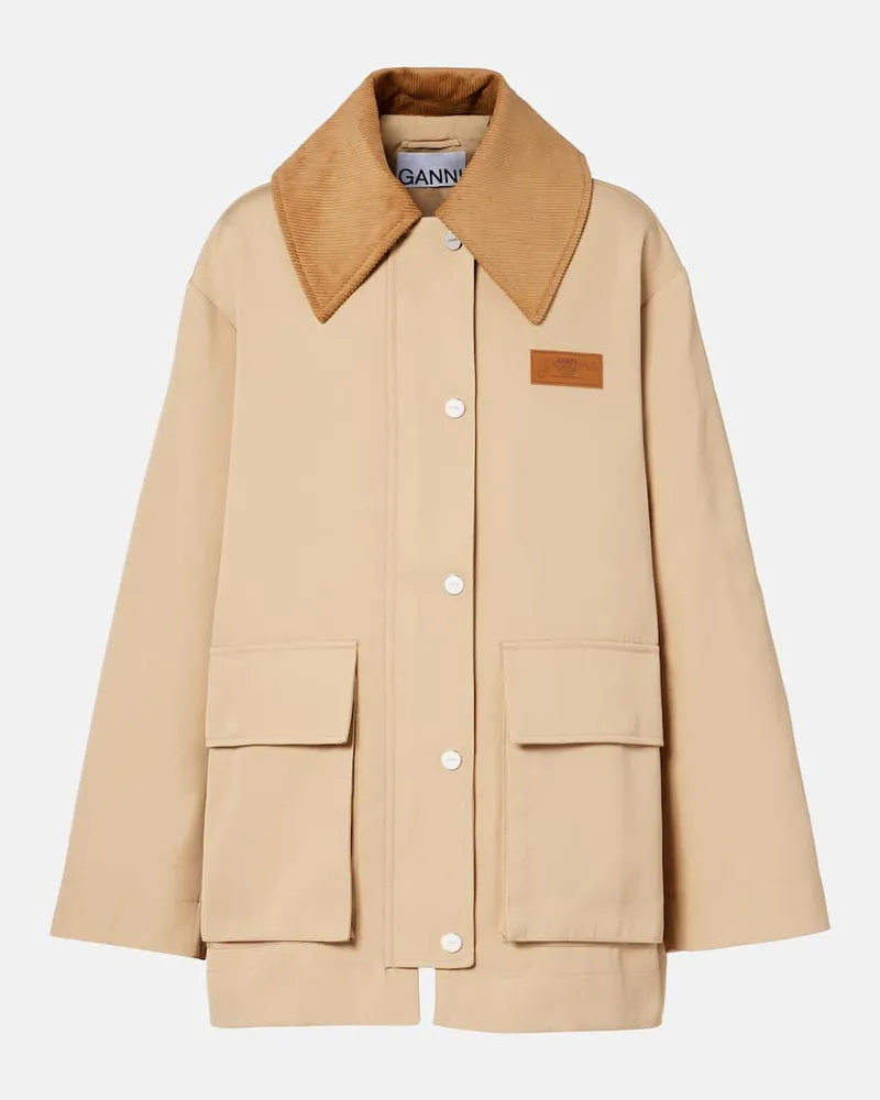 Ganni Hemdjacke aus Twill Beige