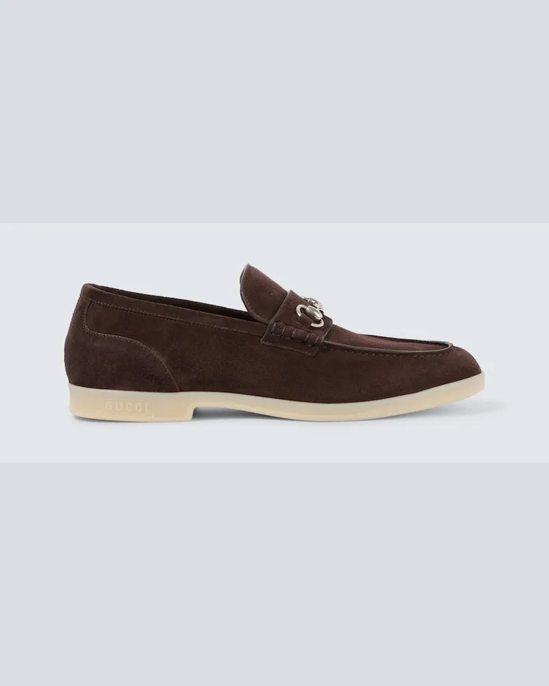 Gucci Loafers Horsebit aus Veloursleder Braun