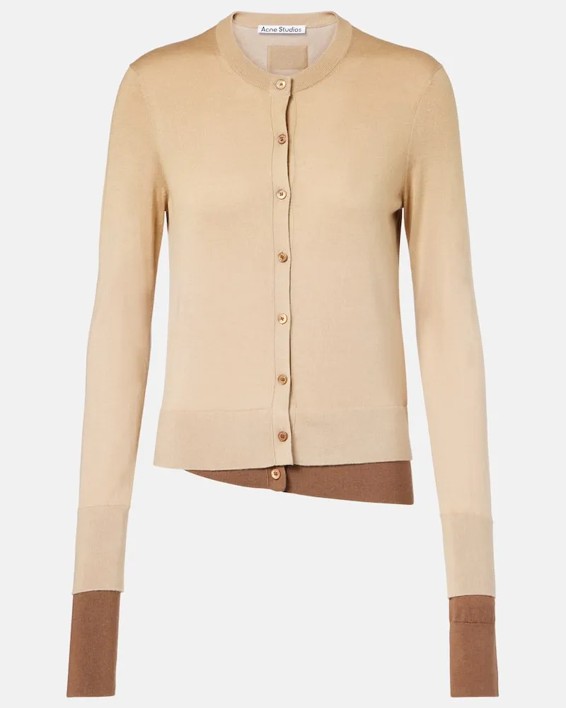 Acne Studios Cardigan aus Seide, Wolle und Kaschmir Beige