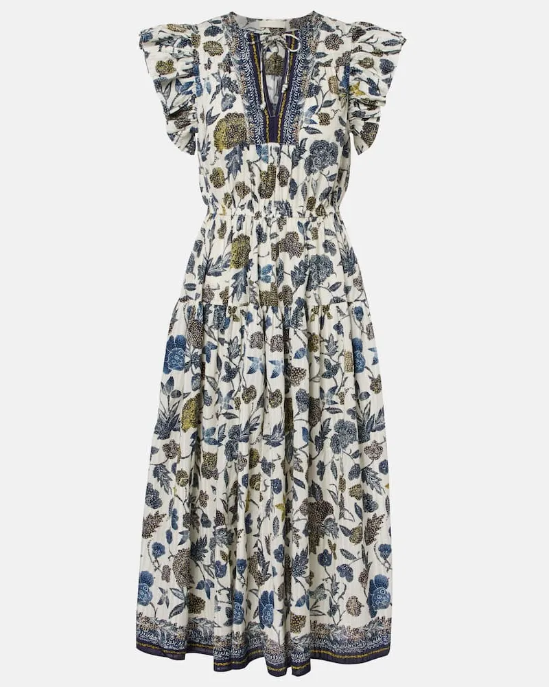 Ulla Johnson Midikleid Kairi aus einem Baumwollgemisch Weiß