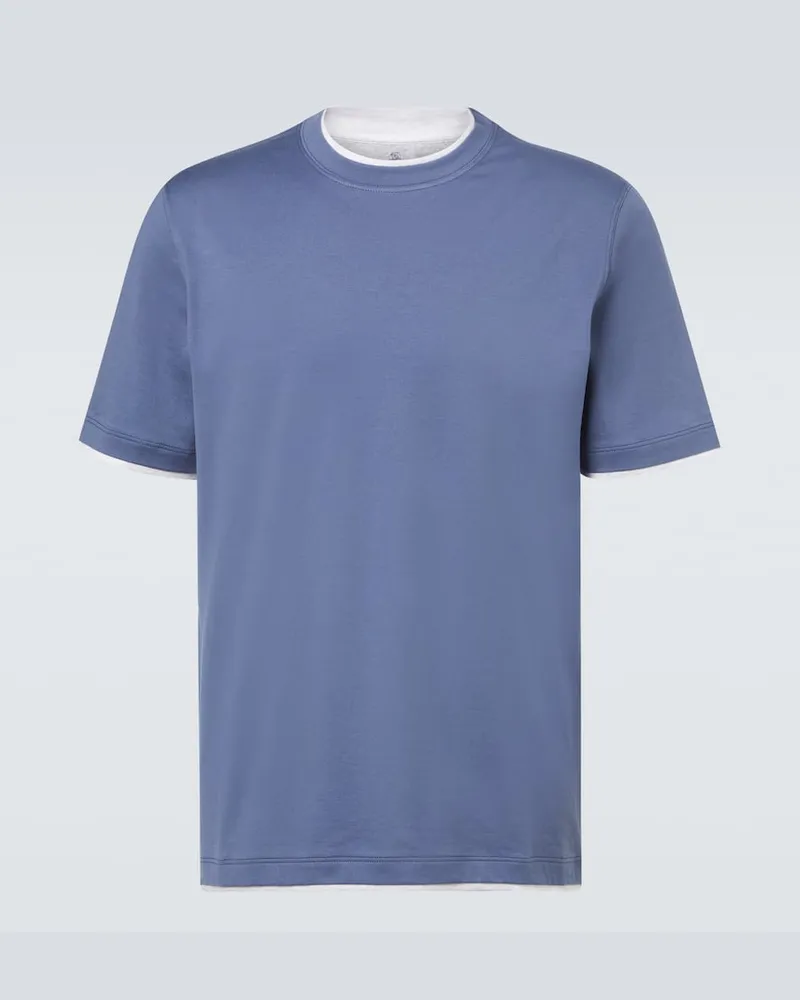 Brunello Cucinelli T-Shirt aus Baumwoll-Jersey Blau