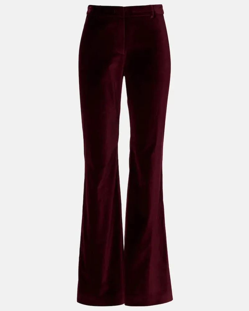 Etro Mid-Rise-Schlaghose aus Baumwollsamt Burgund