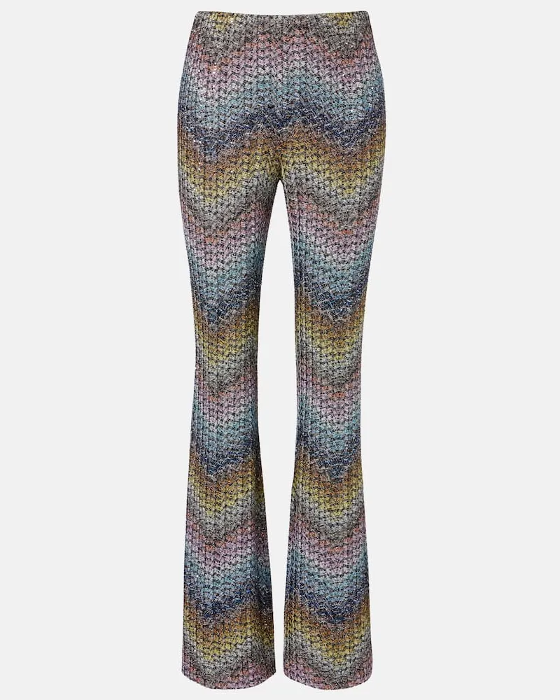 Missoni Weite Hose aus Häkelstrick mit Pailletten Multicolor