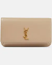 Saint Laurent Smartphone-Etui Cassandre aus Leder Beige