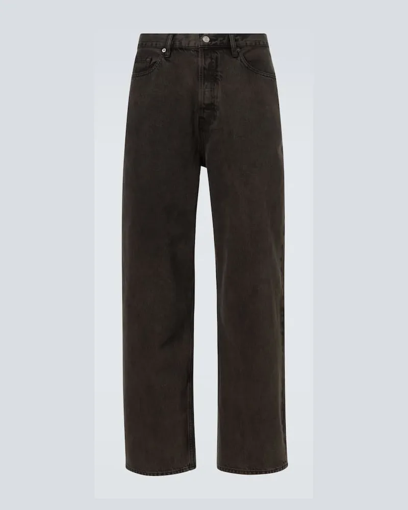Frame Denim High-Rise Straight Jeans Baggy Jean Grau