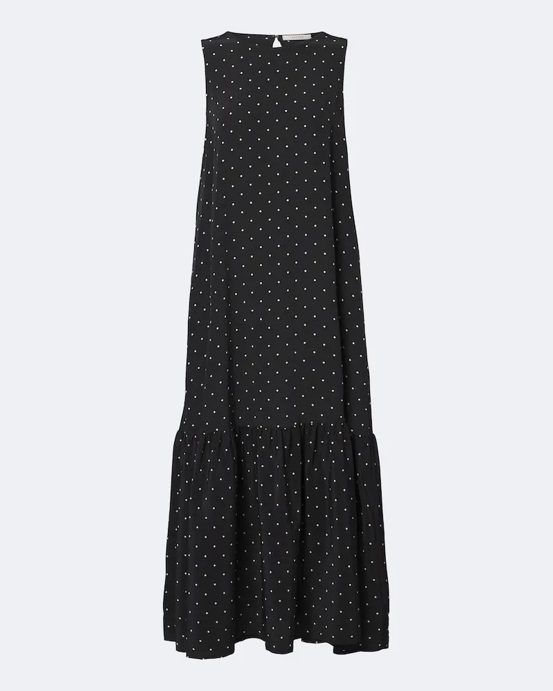 ASCENO Midikleid aus Seide Schwarz
