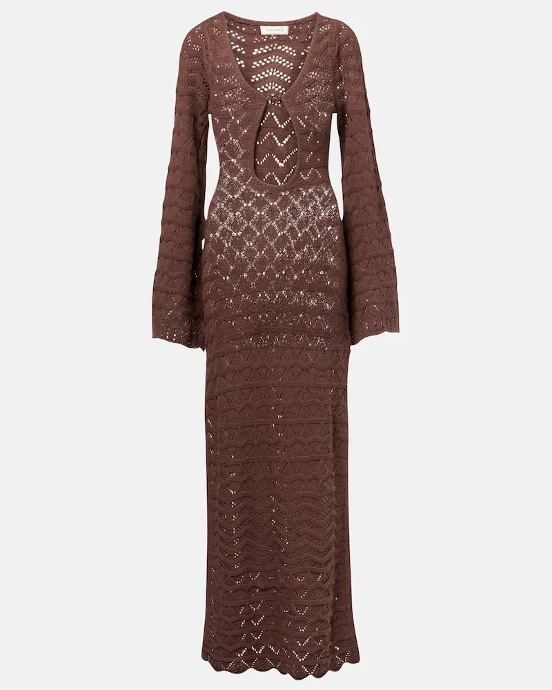 BANANHOT Maxikleid Rey aus Häkelstrick Braun