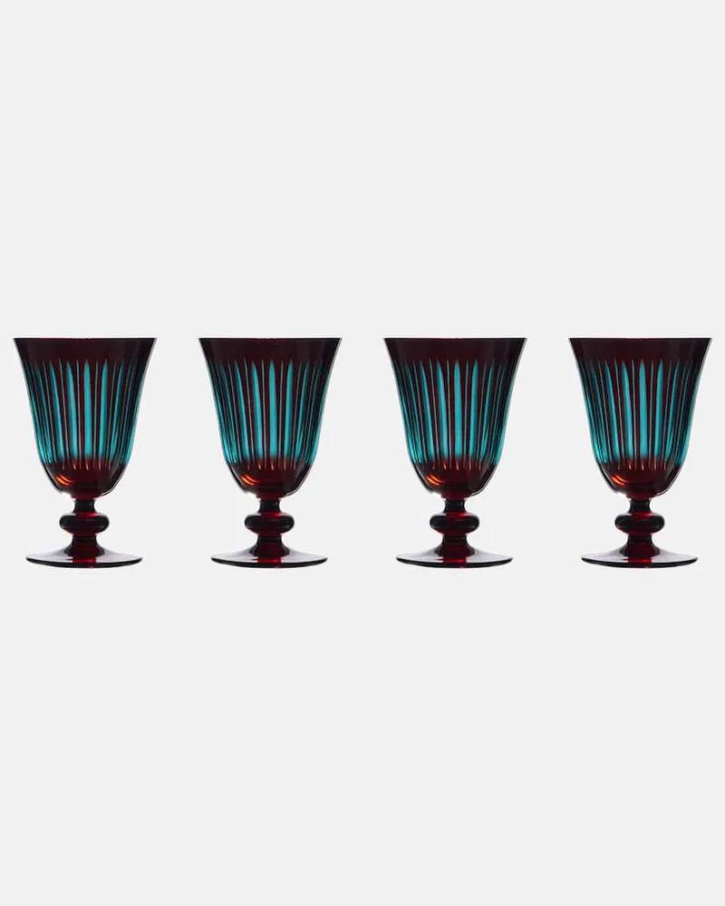 L’OBJET Set Prism aus vier Weingläsern Blau