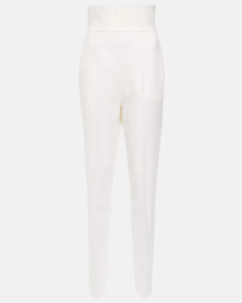 Nensi Dojaka Bridal Schmale Hose aus einem Wollgemisch Weiß