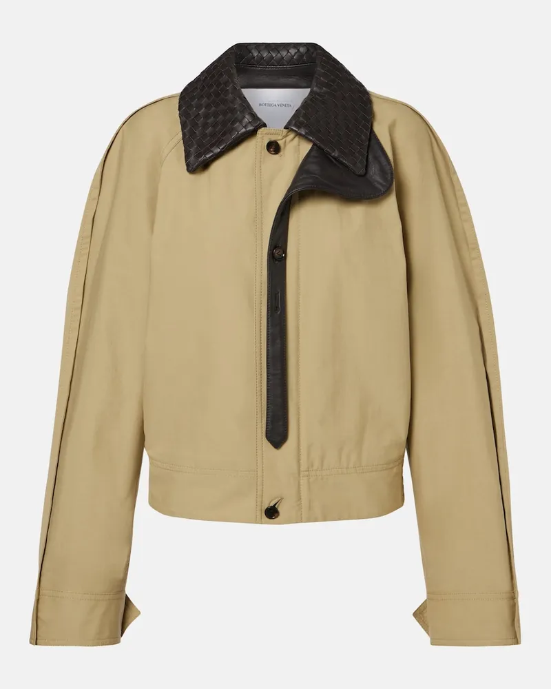 Bottega Veneta Blouson Intrecciato mit Leder Beige