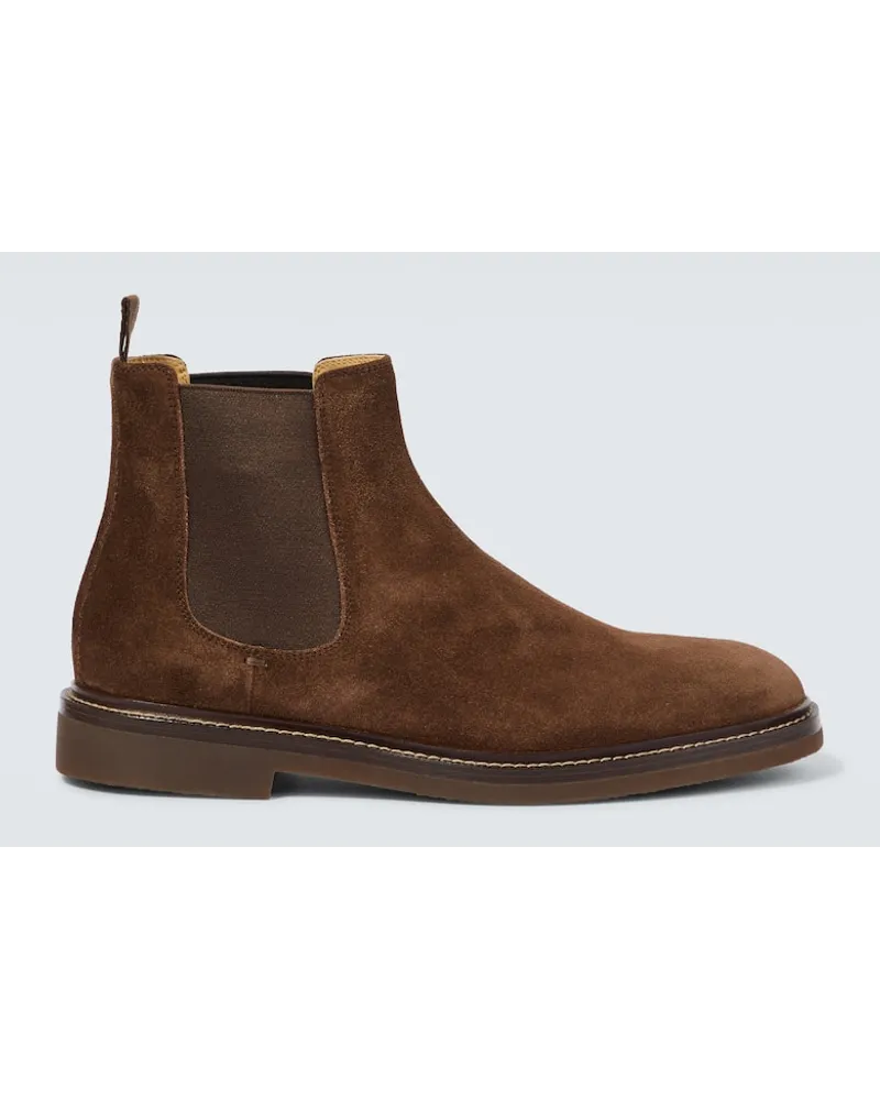 Brunello Cucinelli Chelsea Boots aus Veloursleder Braun