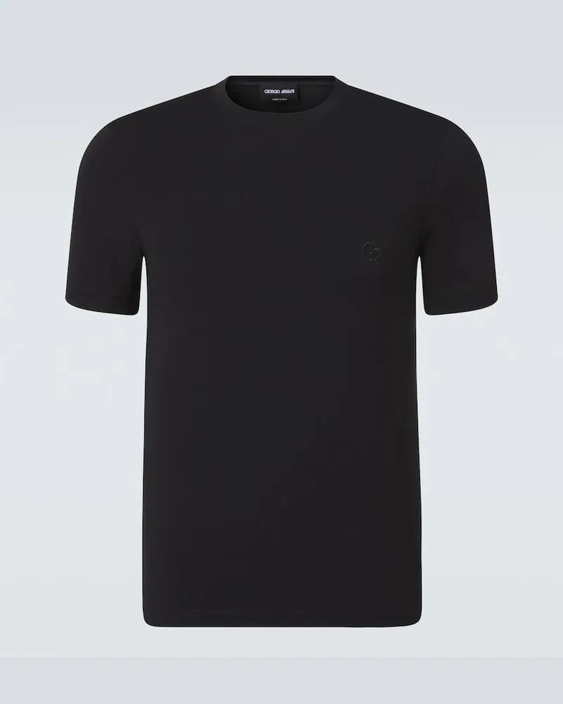 Giorgio Armani T-Shirt aus Baumwoll-Jersey Schwarz