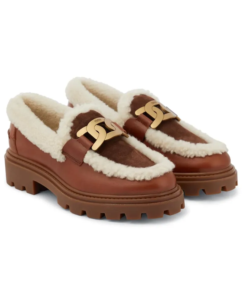 TOD'S Loafers Kate aus Leder und Shearling Braun