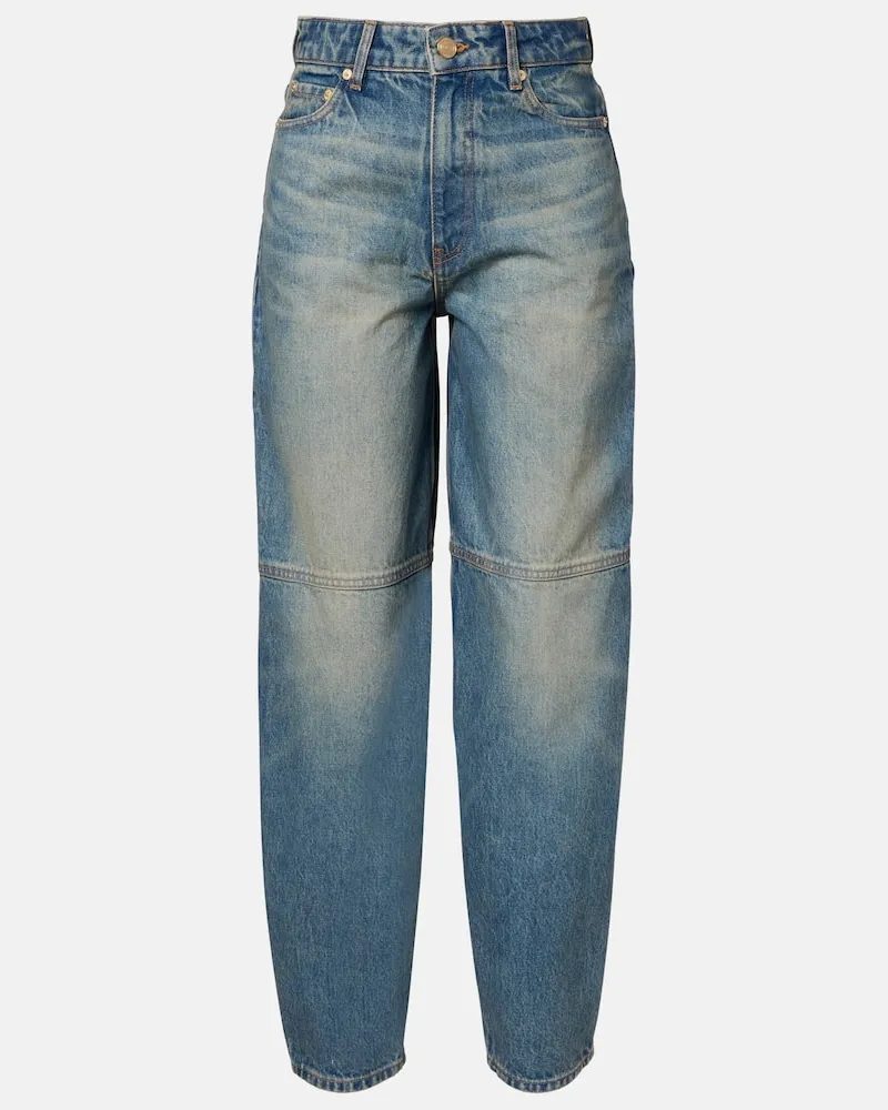 Ganni Barrel Jeans Stary Blau