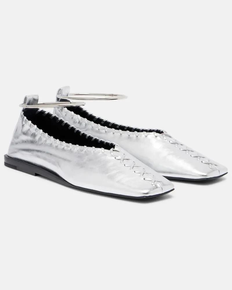 Jil Sander Ballerinas aus Metallic-Leder Silber