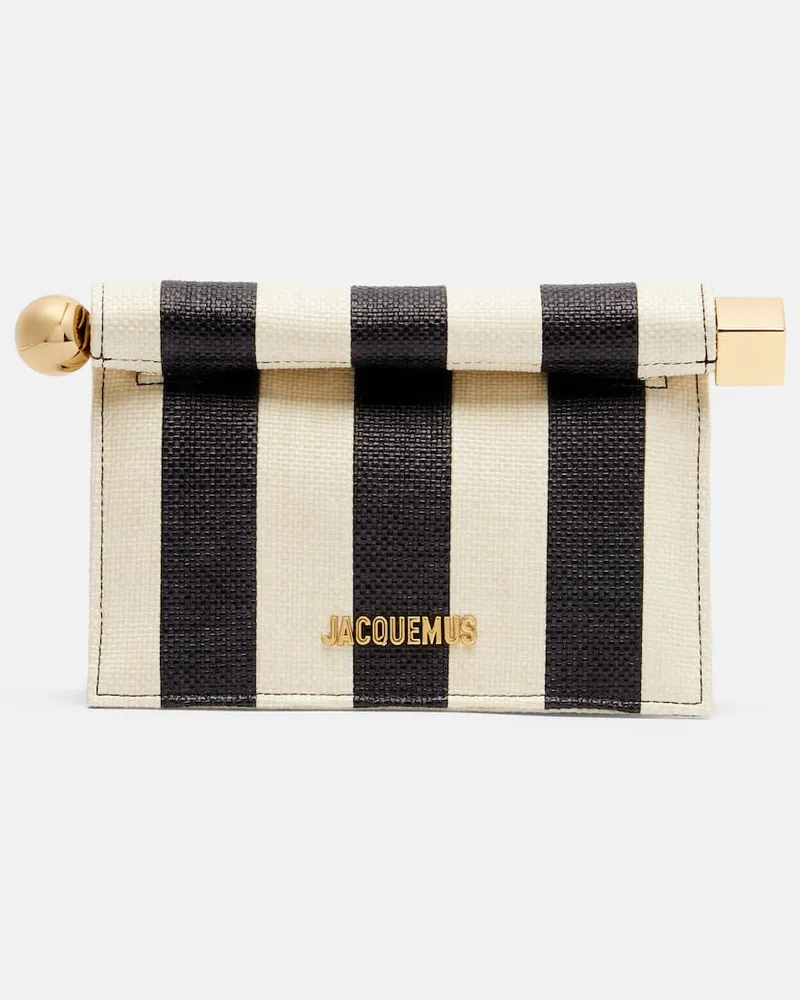 Jacquemus Clutch Rond Carré Small aus Raffiabast Weiß