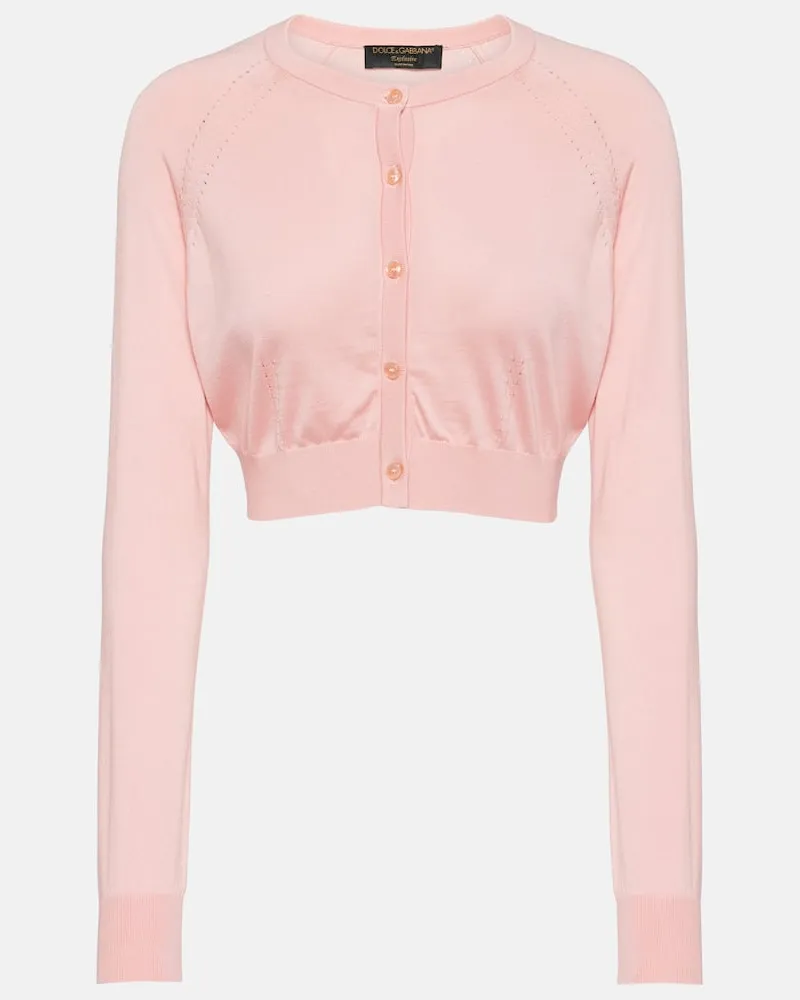 Dolce & Gabbana Cropped-Cardigan Capri aus Seide Rosa
