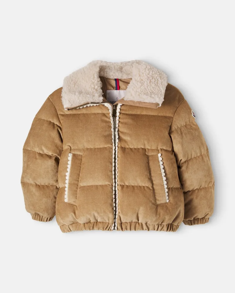 Moncler Daunenjacke mit Teddy-Besatz Braun