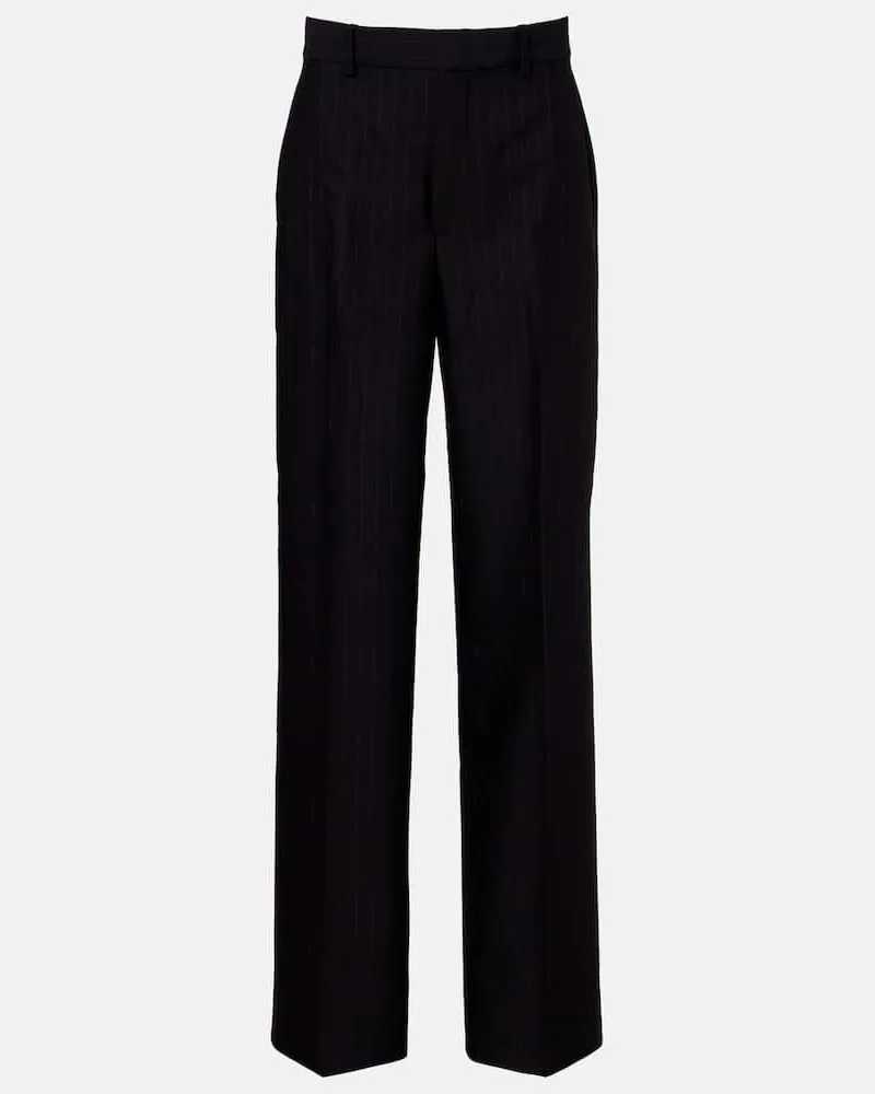 Gucci Weite Hose aus Wolle Schwarz