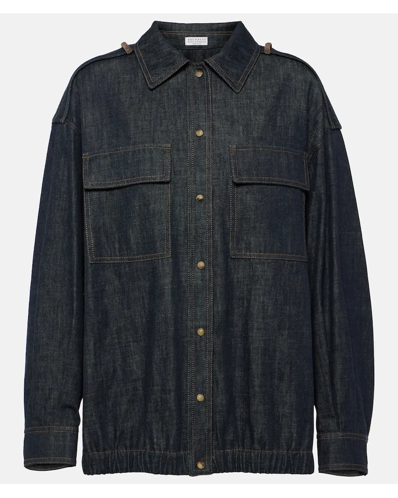 Brunello Cucinelli Hemdjacke aus Denim Blau
