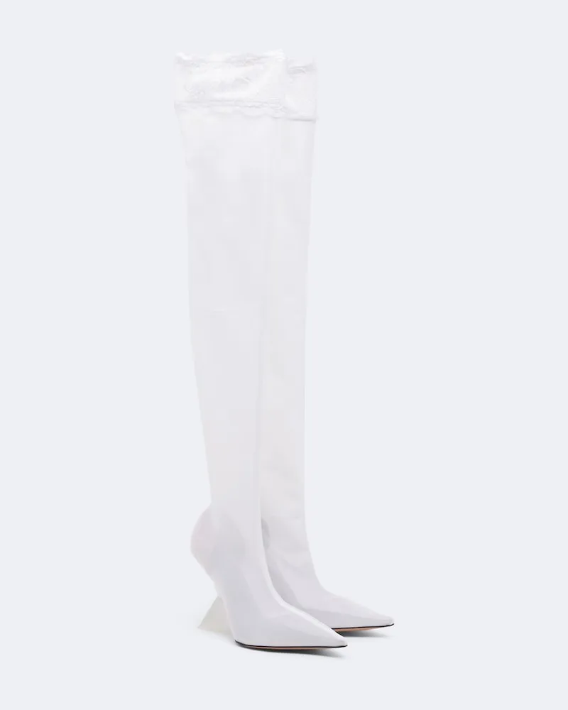 ATTICO Overknee-Stiefel Cheope aus Mesh Weiß